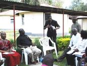 The Chaplain to the Kenya Defence Forces, Rt Revd Bishop Alfred Rotich, and Pastor James Wuye interact in group discussion