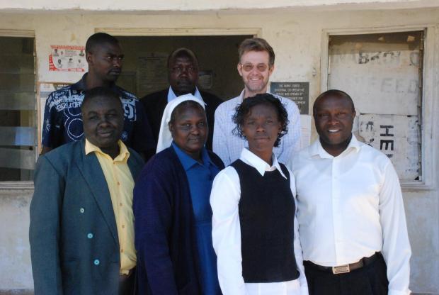 
At the District Office in Burnt Forest with: Jacintha Ogada (District Officer), Sister Macrina Cheruto (IOM), Fred Killy (Location Chief), Dr Alan Channer (Director of 'An African Answer') and Joseph Karanja (IofC)