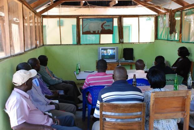 A showing of An African Answer for community leaders in the town of Marigat