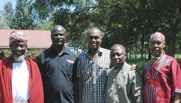 Workshop facilitators with some participants: Imam Muhammad Ashafa, Zephania Lekachuma (Area Chief of Marigat town, Baringo County), James Macharia (Camp Manager with Lutheran World Service, Dadaab Refugee Camp), Pastor James Wuye and Pastor Symon Enyapu (Turkana community leader).