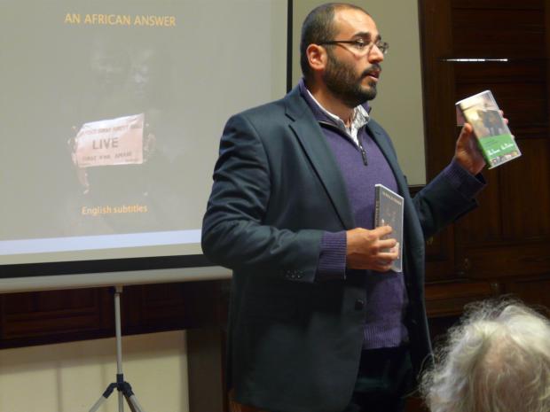 Dr Imad Karam speaking at the screening of An African Answer in Cumbria 