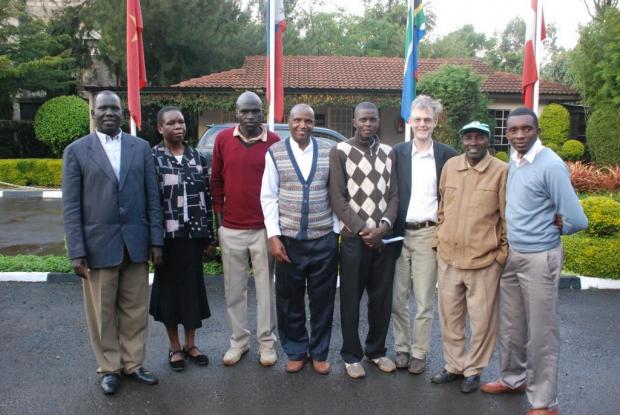 Some of the IofC network in Eldoret with Joseph Wainaina (fourth right) and peacebuilding film-maker Dr Alan Channer (sixth right)