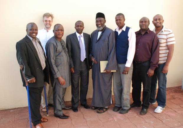 Pastor James Wuye, Imam Muhammad Ashafa and the USIP project team with Deputy Governor of Baringo Mathew Tuitoek (centre) and Chair of Together Development Programme Kenya Paul Keitany (far left)