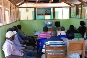 A showing of An African Answer for community leaders in the town of Marigat (Photo: Alan Channer)