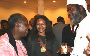 Pastor James Wuye, left, and Imam Muhammad Ashafa, right, with Wanjiku Kibunja from Kenya (Photo: Louise Jefferson)