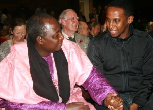 Pastor James Wuye talks with member of the audience (Photo: Louise Jefferson)