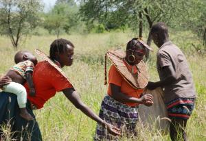 Pokot women harvesting grass seed (Photo: Alan Channer)