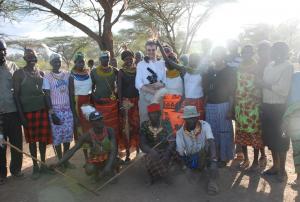 A Turkana community welcomes Alan Channer, director of An African Answer (Photo: Paul Marutit)