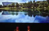 Sir Mike Aaronson (left) moderates Questions and Answers with Dr Alan Channer (right) 
after the film screenings. 