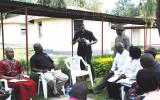 The Chaplain to the Kenya Defence Forces, Rt Revd Bishop Alfred Rotich, and Pastor James Wuye interact in group discussion.