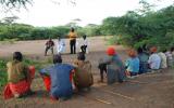 IofC project co-ordinator Joseph Karanja introduces Pastor James Wuye and Imam Muhammad Ashafa to a group of Ilchamus IDPs.